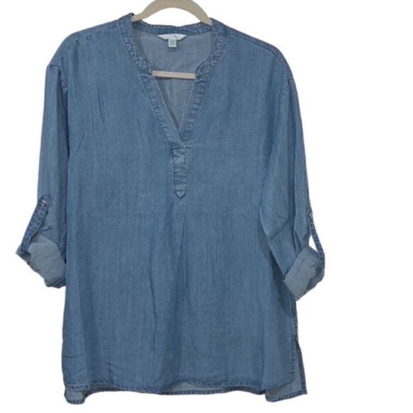 Time & Tru Blue Denim Tunic Top(Size S/4-6) - Picture 3 of 7